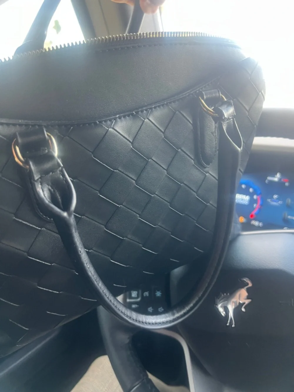 Nine West Black Woven Satchel